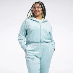 Hoodies & Sweatshirts|Reebok Hoodies & Sweatshirts Classics Energy Q4 Velour Zip-Up Sweatshirt (Plus Size)