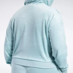 Hoodies & Sweatshirts|Reebok Hoodies & Sweatshirts Classics Energy Q4 Velour Zip-Up Sweatshirt (Plus Size)