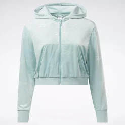 Hoodies & Sweatshirts|Reebok Hoodies & Sweatshirts Classics Energy Q4 Velour Zip-Up Sweatshirt (Plus Size)