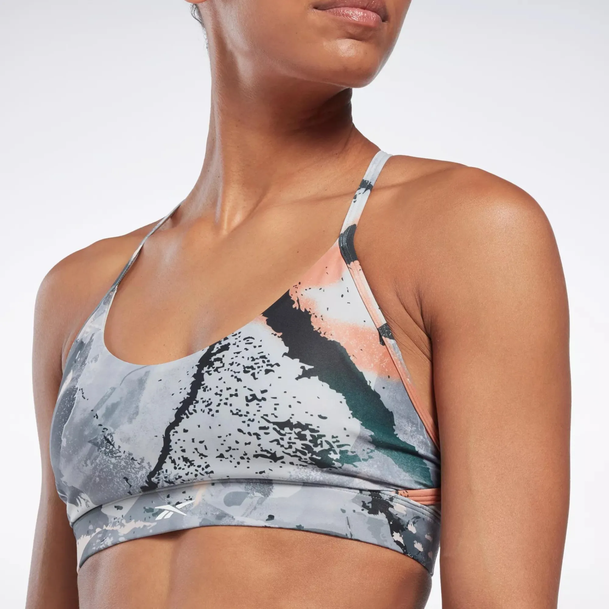 Sports Bras|Reebok Sports Bras Lux Strappy Allover Print Bold Bra