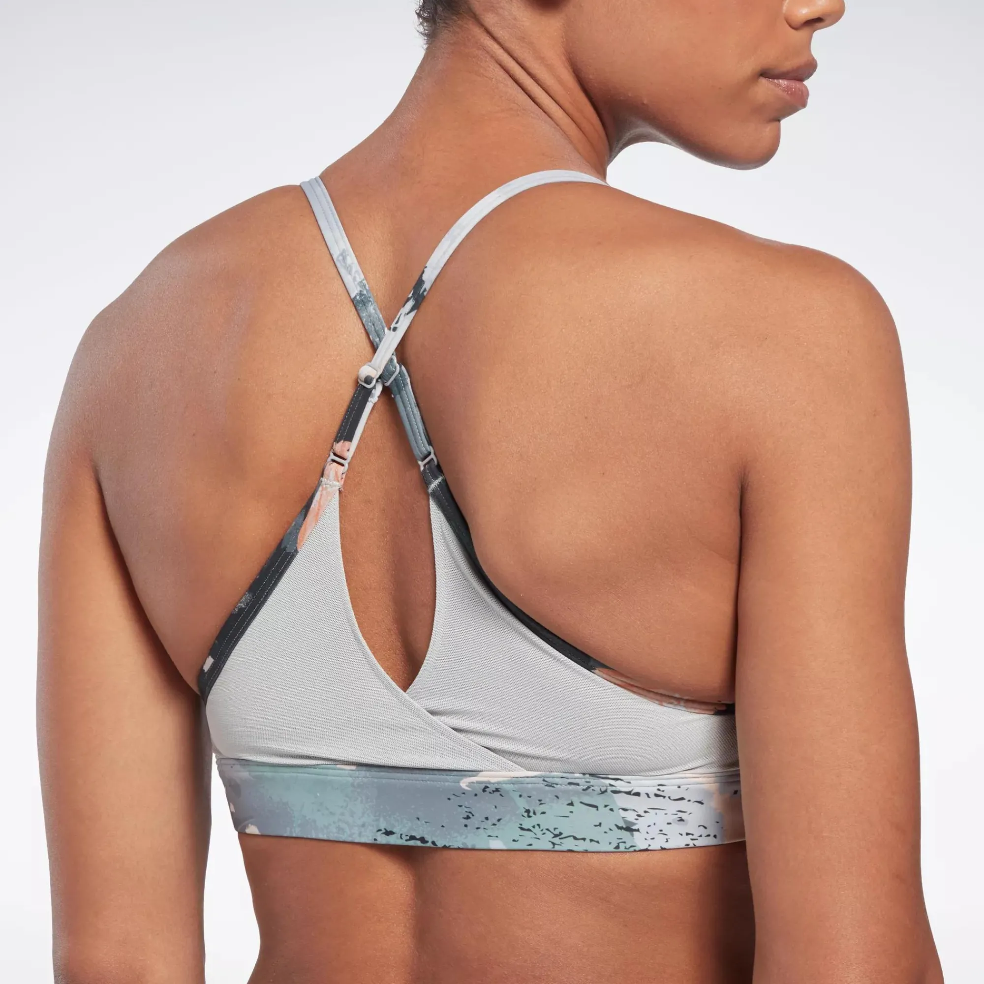 Sports Bras|Reebok Sports Bras Lux Strappy Allover Print Bold Bra