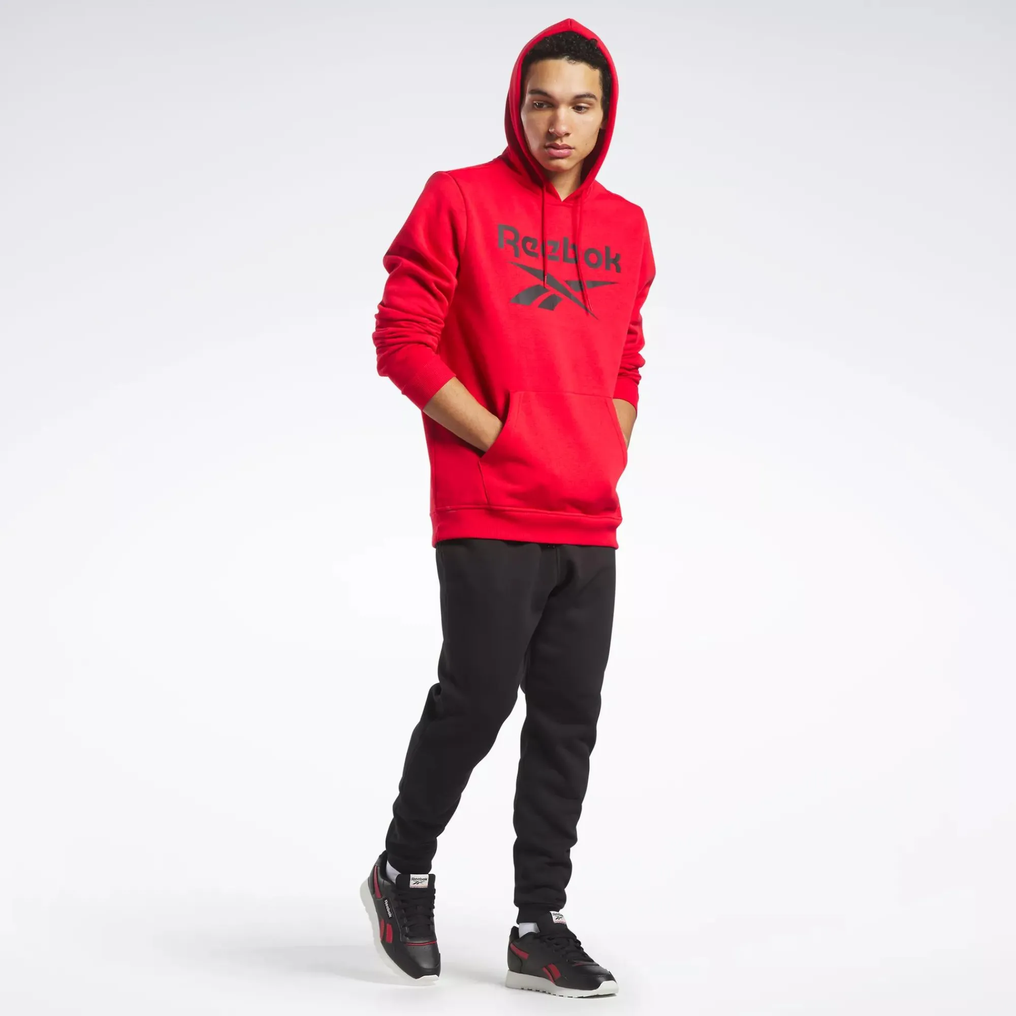 Hoodies & Sweatshirts|Reebok Hoodies & Sweatshirts Identity Fleece Stacked Logo Pullover Hoodie
