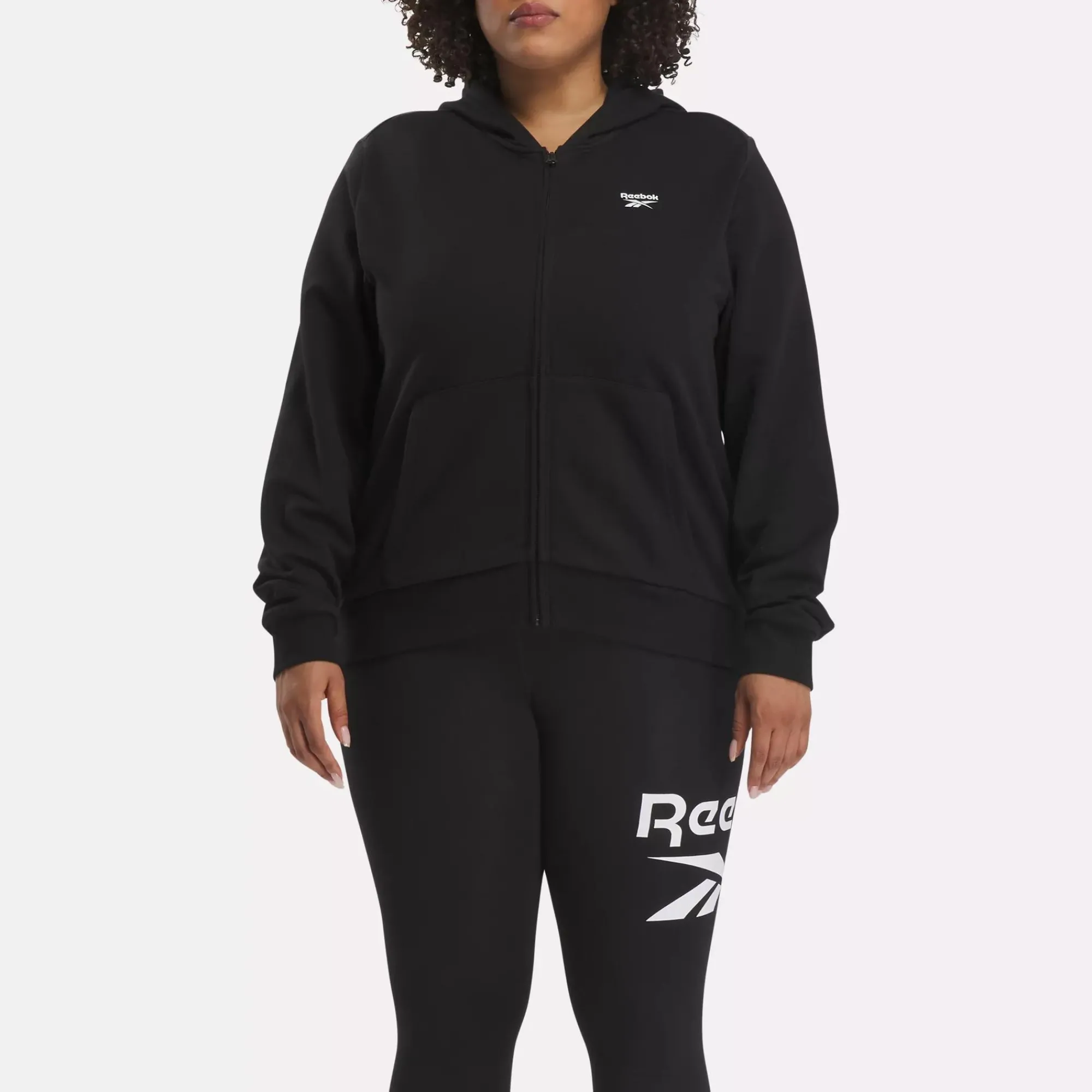 Loungewear|Reebok Loungewear Identity Small Logo Fleece Full-Zip Sweatshirt (Plus Size)