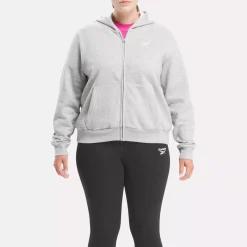 Loungewear|Reebok Loungewear Identity Small Logo Fleece Full-Zip Sweatshirt (Plus Size)